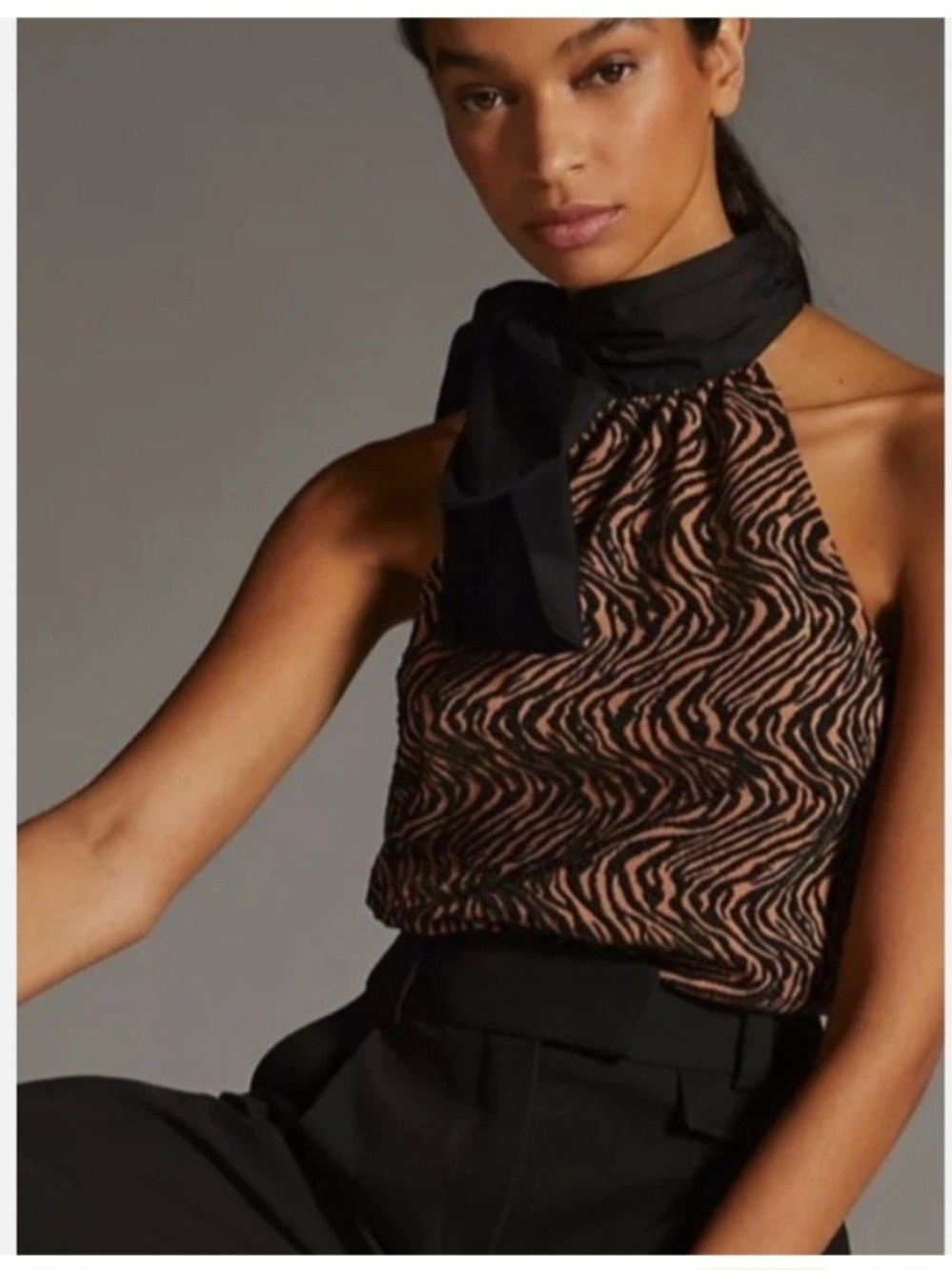 Anthropologie Sunday in Brooklyn Jacquard Zebra-Print Halter Top